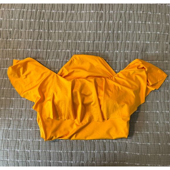 NWT‎ Trina Turk Monaco Ruffle Mellow Yellow Ruffle Top 1 Piece Swimsuit Size 14 - Picture 3 of 10